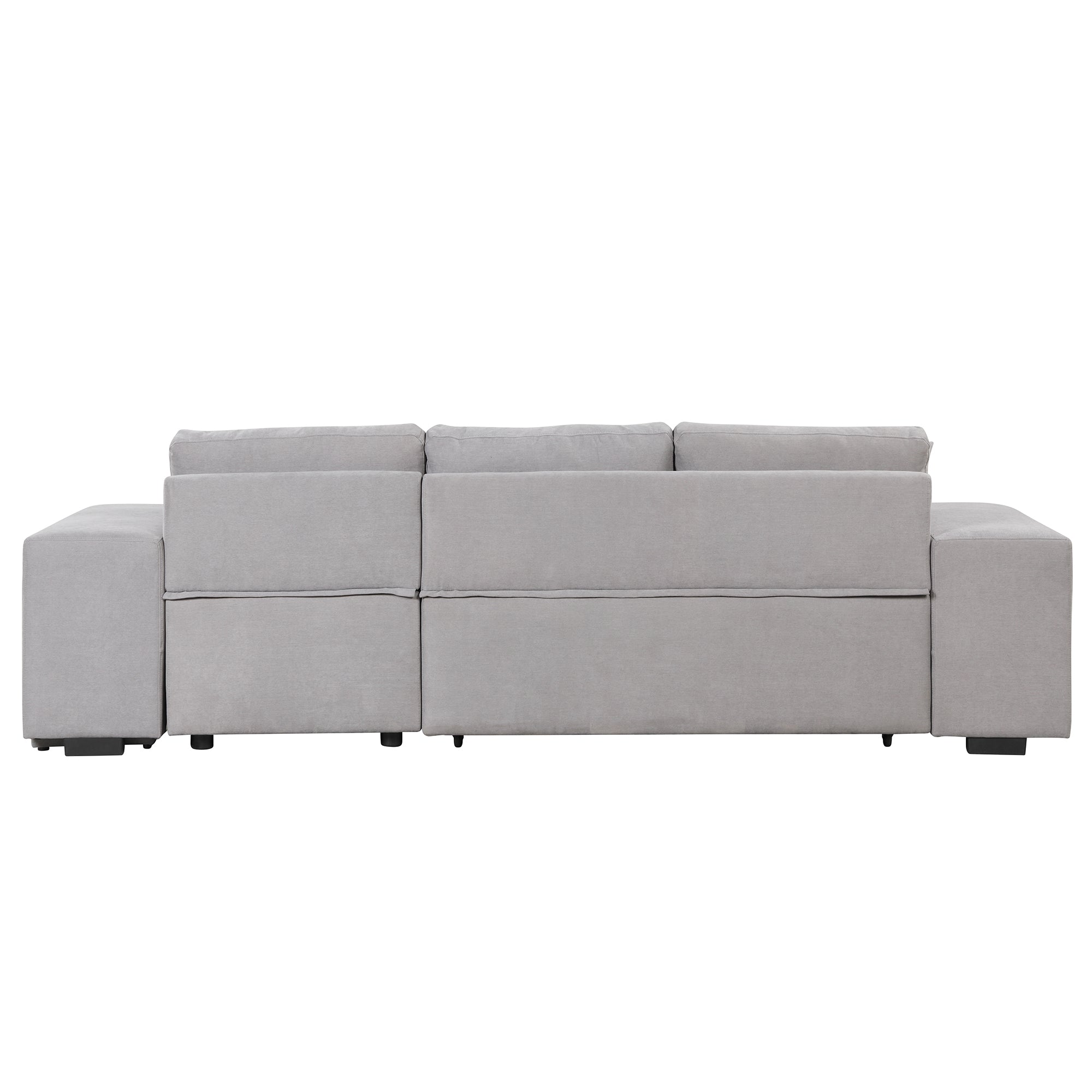 104.5 Pull Out Sleeper Sofa Reversible L-Shape 3 Seat Sectional Couch with Storage Chaise and 2 Stools for Living Room Furniture Set,Gray