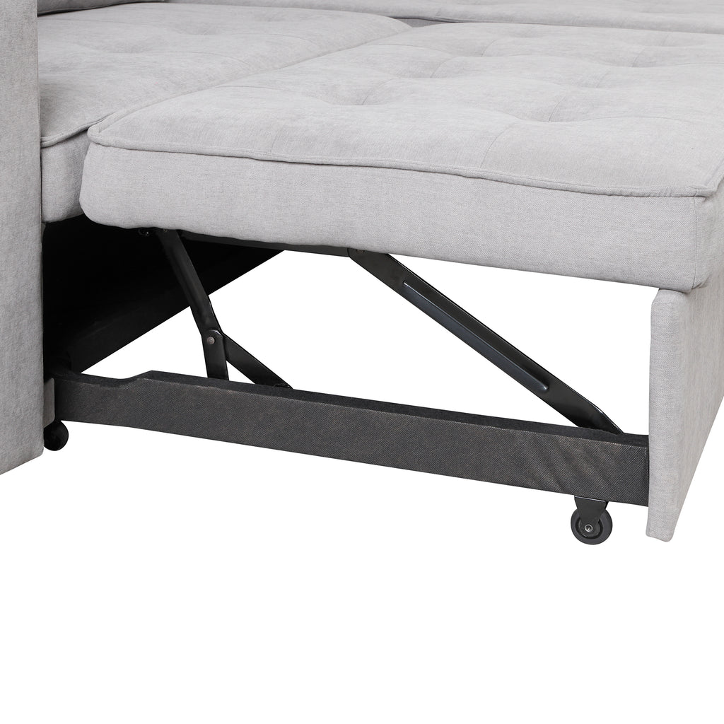 104.5 Pull Out Sleeper Sofa Reversible L-Shape 3 Seat Sectional Couch with Storage Chaise and 2 Stools for Living Room Furniture Set,Gray