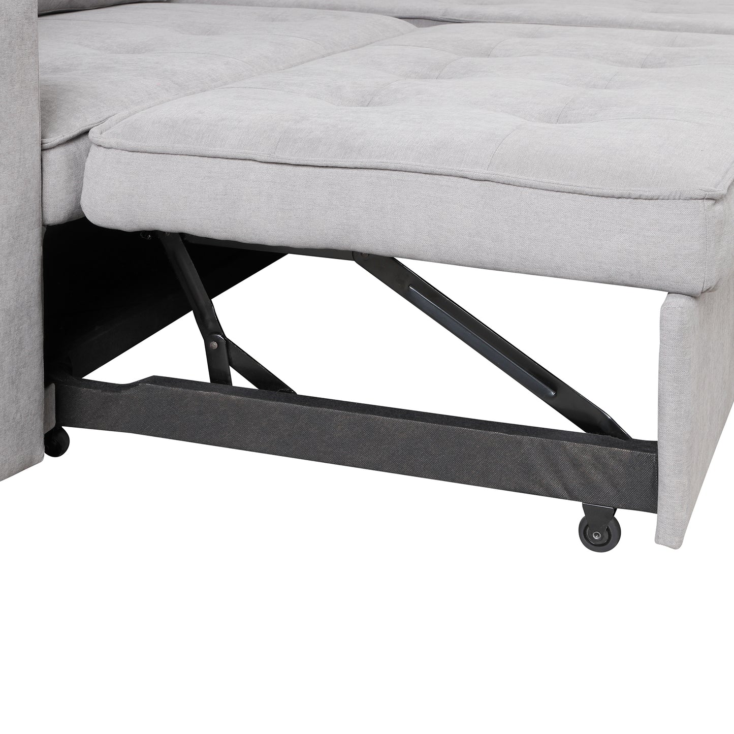 104.5 Pull Out Sleeper Sofa Reversible L-Shape 3 Seat Sectional Couch with Storage Chaise and 2 Stools for Living Room Furniture Set,Gray