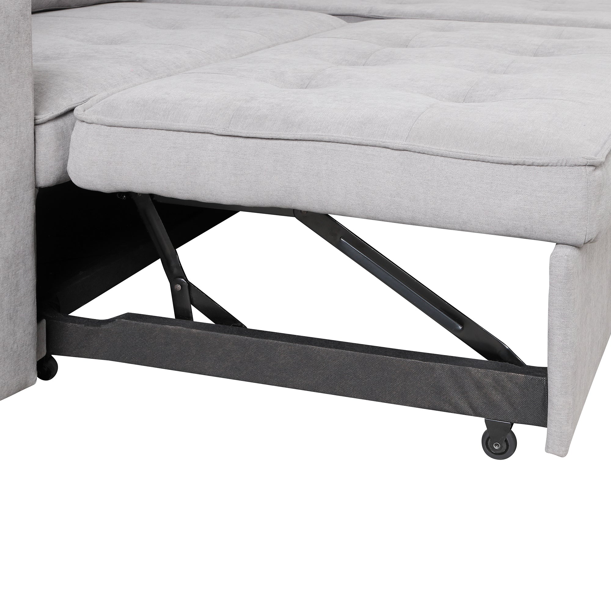 104.5 Pull Out Sleeper Sofa Reversible L-Shape 3 Seat Sectional Couch with Storage Chaise and 2 Stools for Living Room Furniture Set,Gray