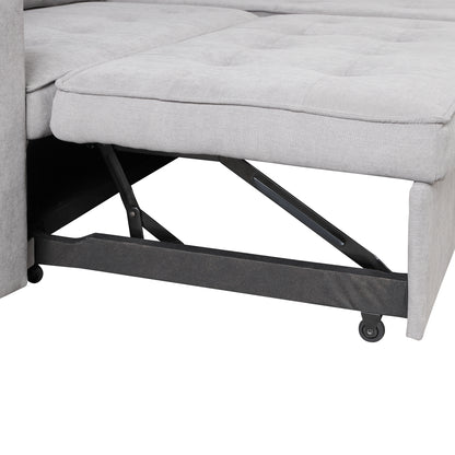 104.5 Pull Out Sleeper Sofa Reversible L-Shape 3 Seat Sectional Couch with Storage Chaise and 2 Stools for Living Room Furniture Set,Gray