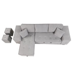 104.5 Pull Out Sleeper Sofa Reversible L-Shape 3 Seat Sectional Couch with Storage Chaise and 2 Stools for Living Room Furniture Set,Gray