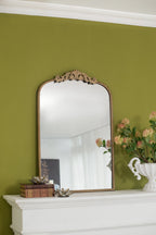 24" x 36" Gold Arch Mirror, Baroque Inspired Wall Decor for Bathroom Bedroom Living Room - Groovy Boardz
