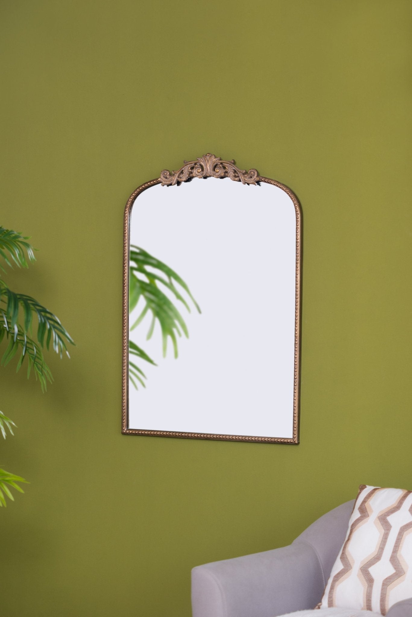 24" x 36" Gold Arch Mirror, Baroque Inspired Wall Decor for Bathroom Bedroom Living Room - Groovy Boardz