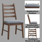 Mayah Dark Gray Linen & Walnut Finish Side Chair (Set of 2)