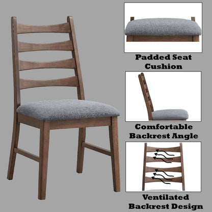 Mayah Dark Gray Linen & Walnut Finish Side Chair (Set of 2)