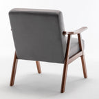 Elegant Mid-Century Modern Grey Velvet Accent Chair.