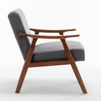 Elegant Mid-Century Modern Grey Velvet Accent Chair.