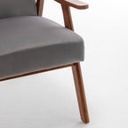 Elegant Mid-Century Modern Grey Velvet Accent Chair.