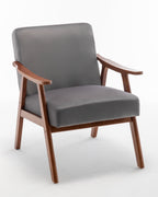 Elegant Mid-Century Modern Grey Velvet Accent Chair.