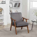 Elegant Mid-Century Modern Grey Velvet Accent Chair.