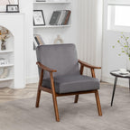 Elegant Mid-Century Modern Grey Velvet Accent Chair.