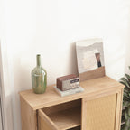 Mid-Century Modern Storage Cabinet with Woven Rattan Doors & Adjustable Shelves - Perfect for Living Room & Dining Room
