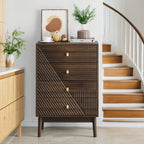 Modern Walnut 4 Drawer Dresser Chest for Living Room, Bedroom, Corridor - Wooden Storage Cabinet