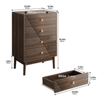Modern Walnut 4 Drawer Dresser Chest for Living Room, Bedroom, Corridor - Wooden Storage Cabinet