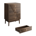 Modern Walnut 4 Drawer Dresser Chest for Living Room, Bedroom, Corridor - Wooden Storage Cabinet