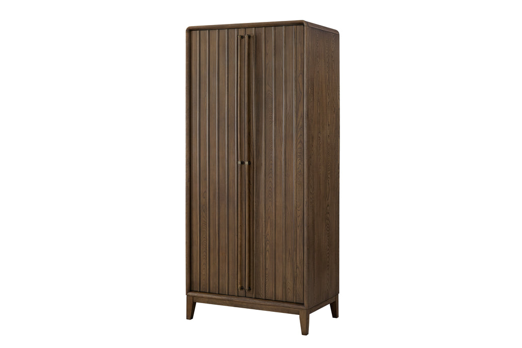 Mid Century Modern Wood Armoire - Latte Finish Wardrobe