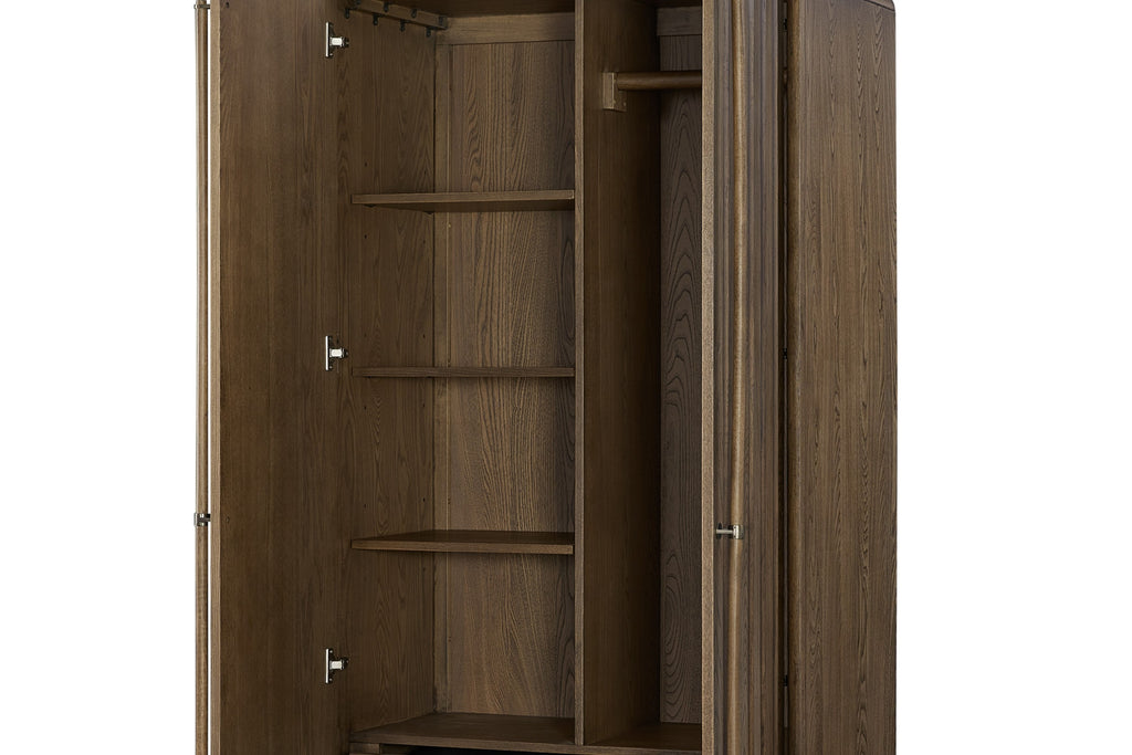 Mid Century Modern Wood Armoire - Latte Finish Wardrobe
