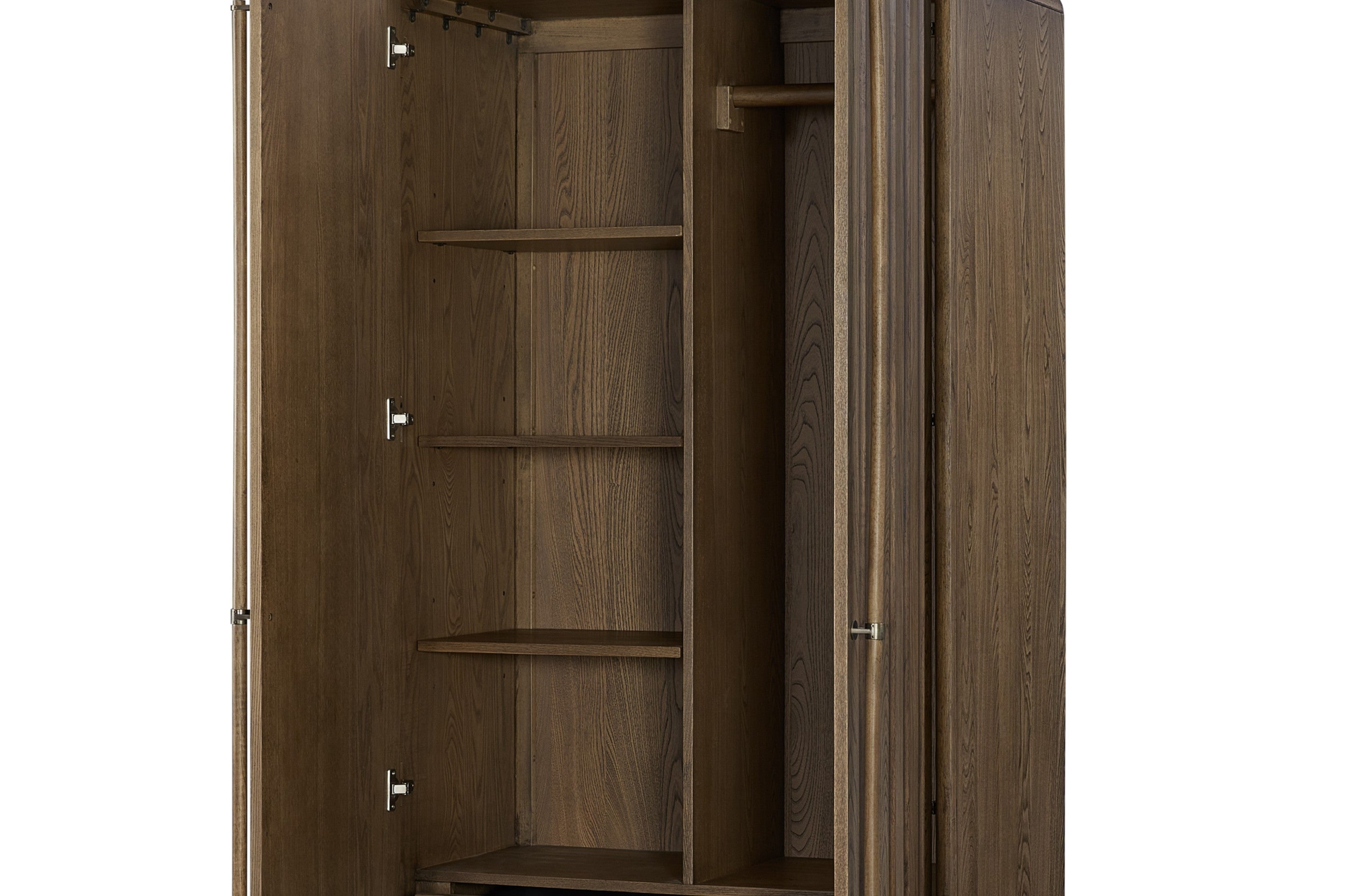 Mid Century Modern Wood Armoire - Latte Finish Wardrobe