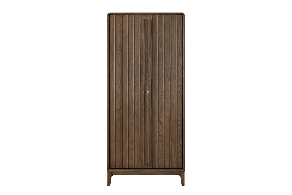 Mid Century Modern Wood Armoire - Latte Finish Wardrobe