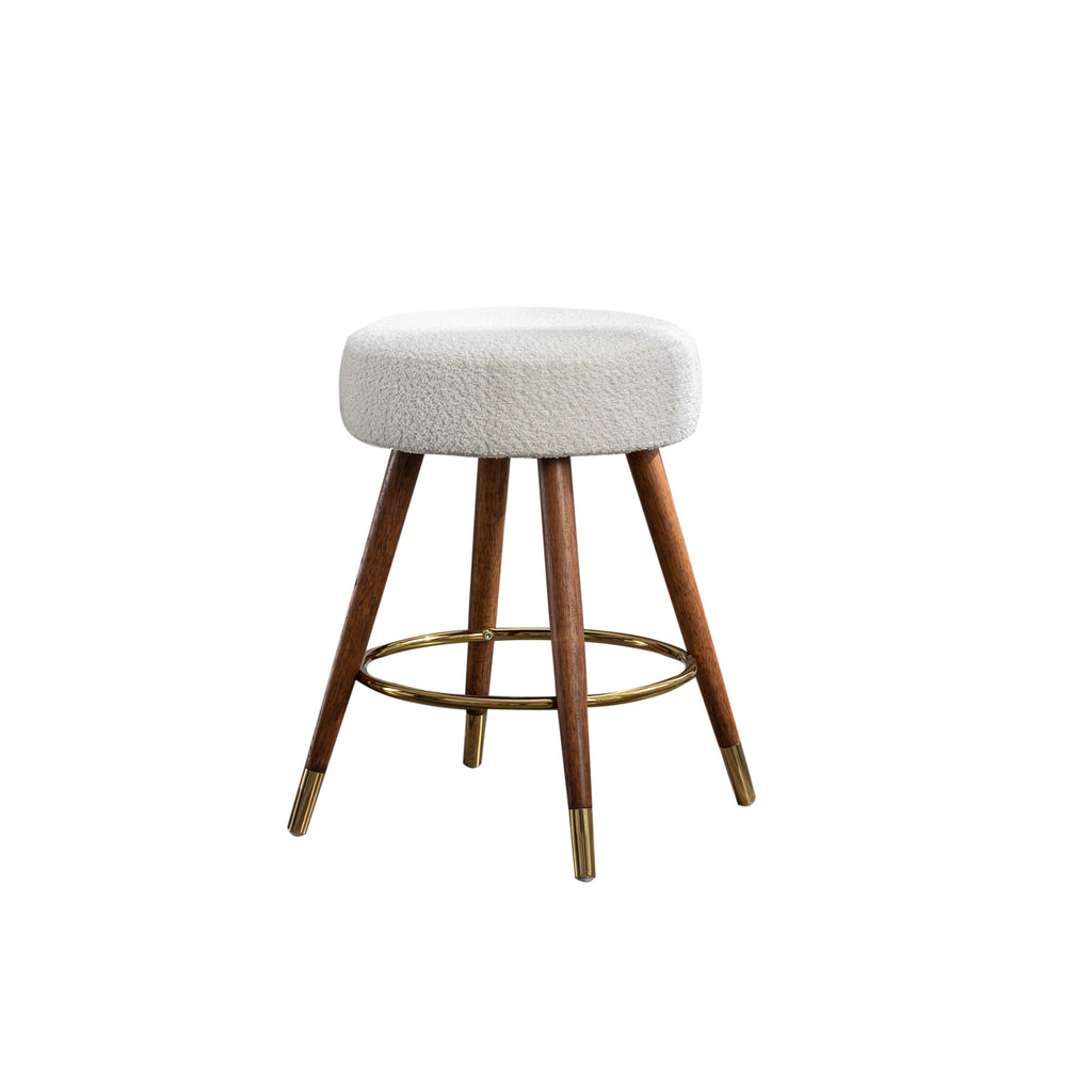 MoMo Boucle Upholstered Counter Height Stool, 360° Swivel
