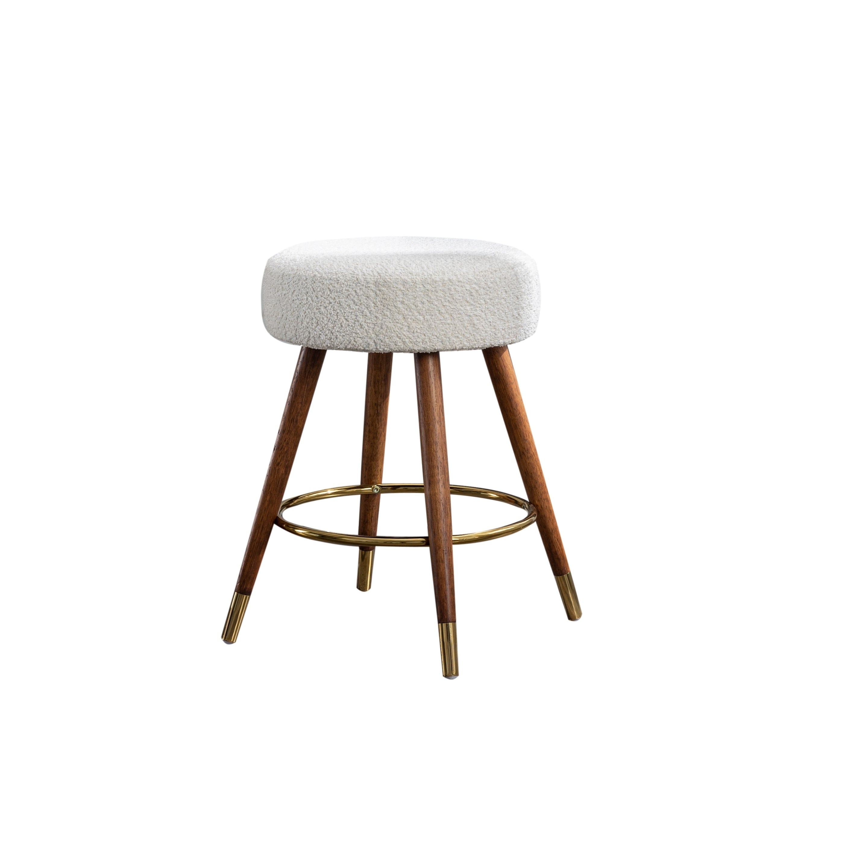 MoMo Boucle Upholstered Counter Height Stool, 360° Swivel