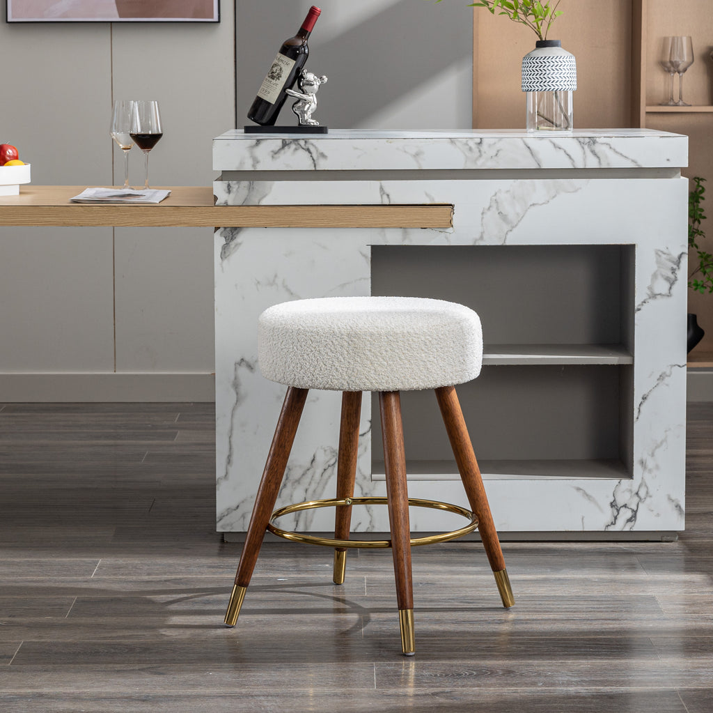 MoMo Boucle Upholstered Counter Height Stool, 360° Swivel