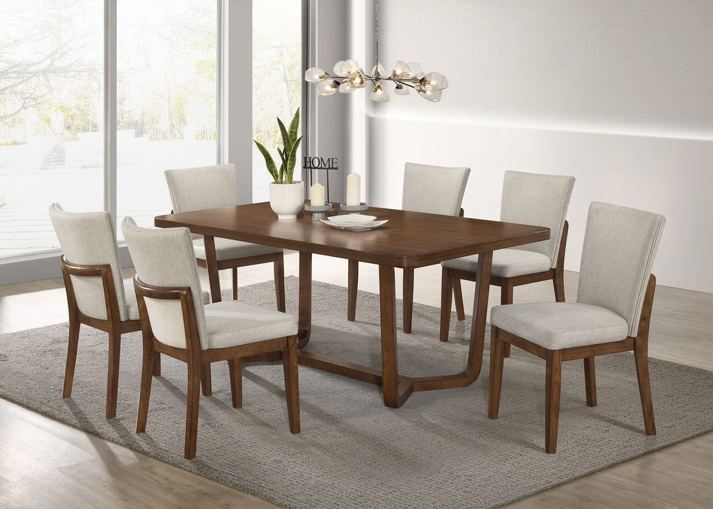 Mid-century Modern 1pc Table Warm Wood Finish Unique Sculptural Base Wooden Dining Room Furniture