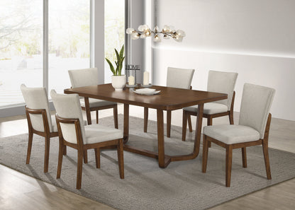 Mid-century Modern 1pc Table Warm Wood Finish Unique Sculptural Base Wooden Dining Room Furniture