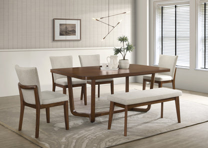 Mid-century Modern 1pc Table Warm Wood Finish Unique Sculptural Base Wooden Dining Room Furniture