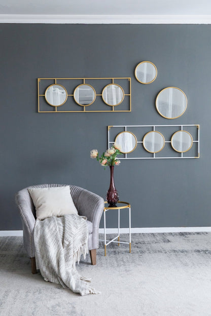 15.5x43.5" Gold And White Frame With Mirror - Groovy Boardz