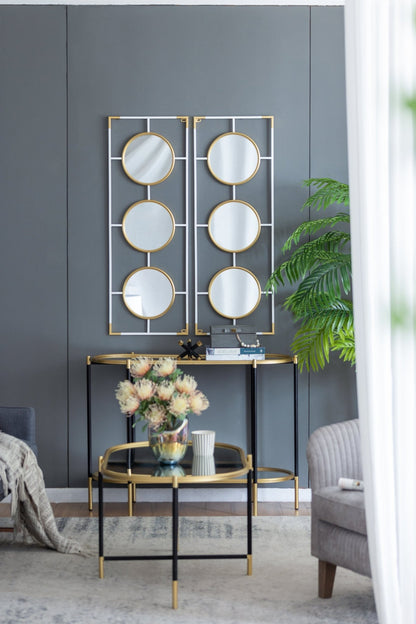 15.5x43.5" Gold And White Frame With Mirror - Groovy Boardz