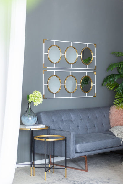 15.5x43.5" Gold And White Frame With Mirror - Groovy Boardz