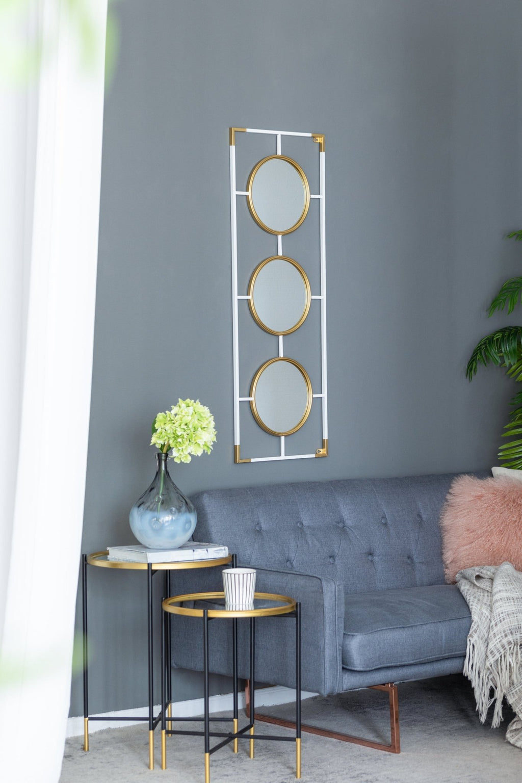 15.5x43.5" Gold And White Frame With Mirror - Groovy Boardz