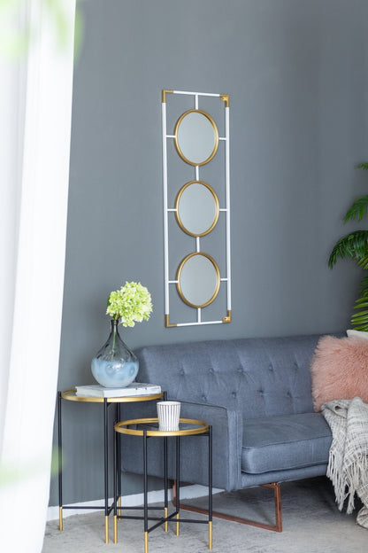 15.5x43.5" Gold And White Frame With Mirror - Groovy Boardz