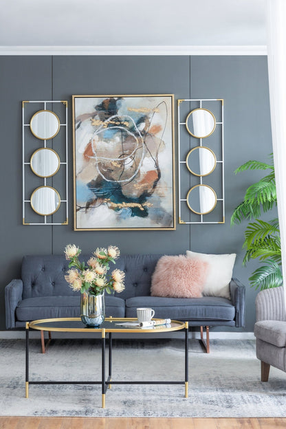 15.5x43.5" Gold And White Frame With Mirror - Groovy Boardz