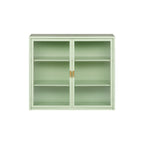 27.56"Glass Doors Modern Two-door Wall Cabinet with Featuring Three-tier Storage for Entryway Living Room Bathroom Dining Room,Mint Green - Groovy Boardz