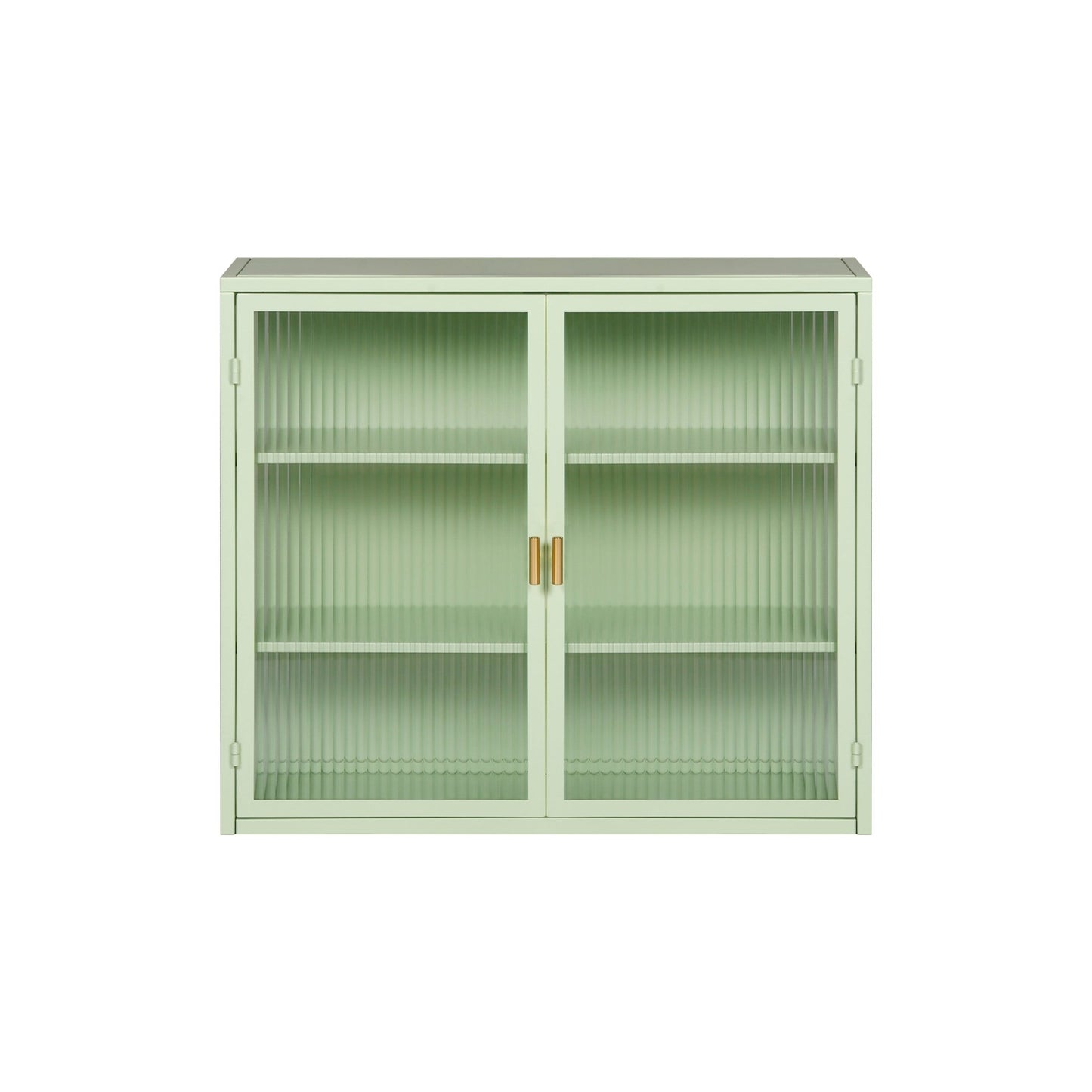 27.56"Glass Doors Modern Two-door Wall Cabinet with Featuring Three-tier Storage for Entryway Living Room Bathroom Dining Room,Mint Green - Groovy Boardz