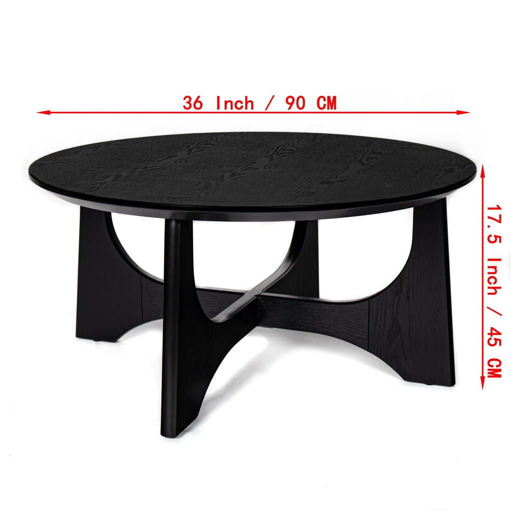 36" Round Coffee Table, Wooden Coffee Tables for Living Room Reception Room(Black) - Groovy Boardz