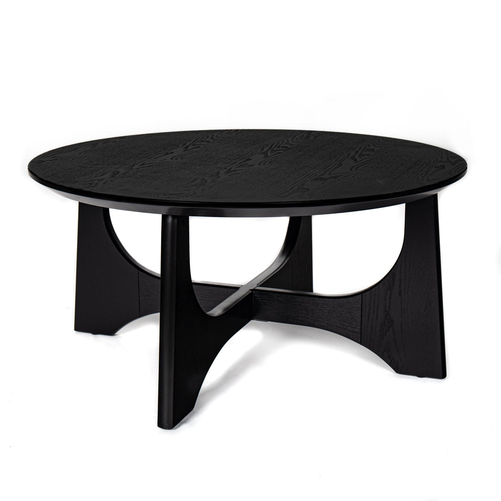 36" Round Coffee Table, Wooden Coffee Tables for Living Room Reception Room(Black) - Groovy Boardz