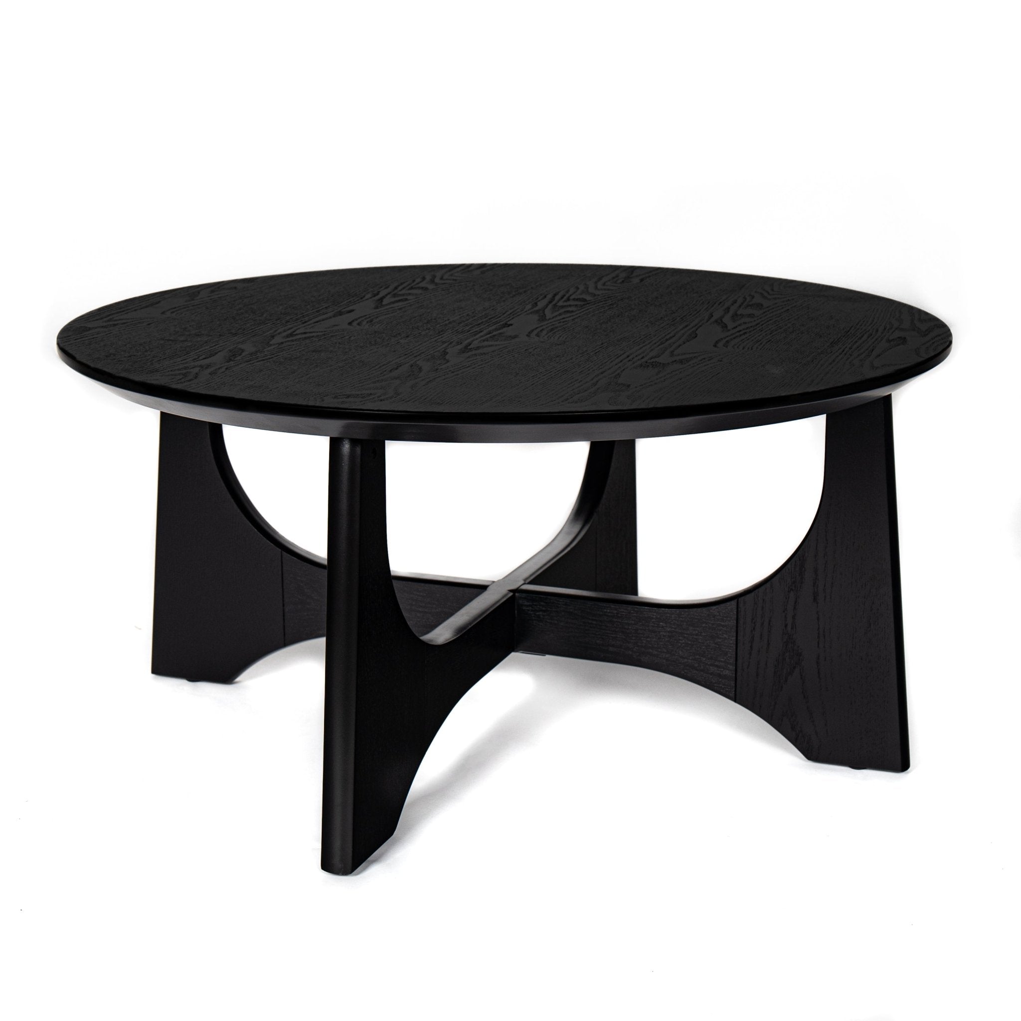 36" Round Coffee Table, Wooden Coffee Tables for Living Room Reception Room(Black) - Groovy Boardz