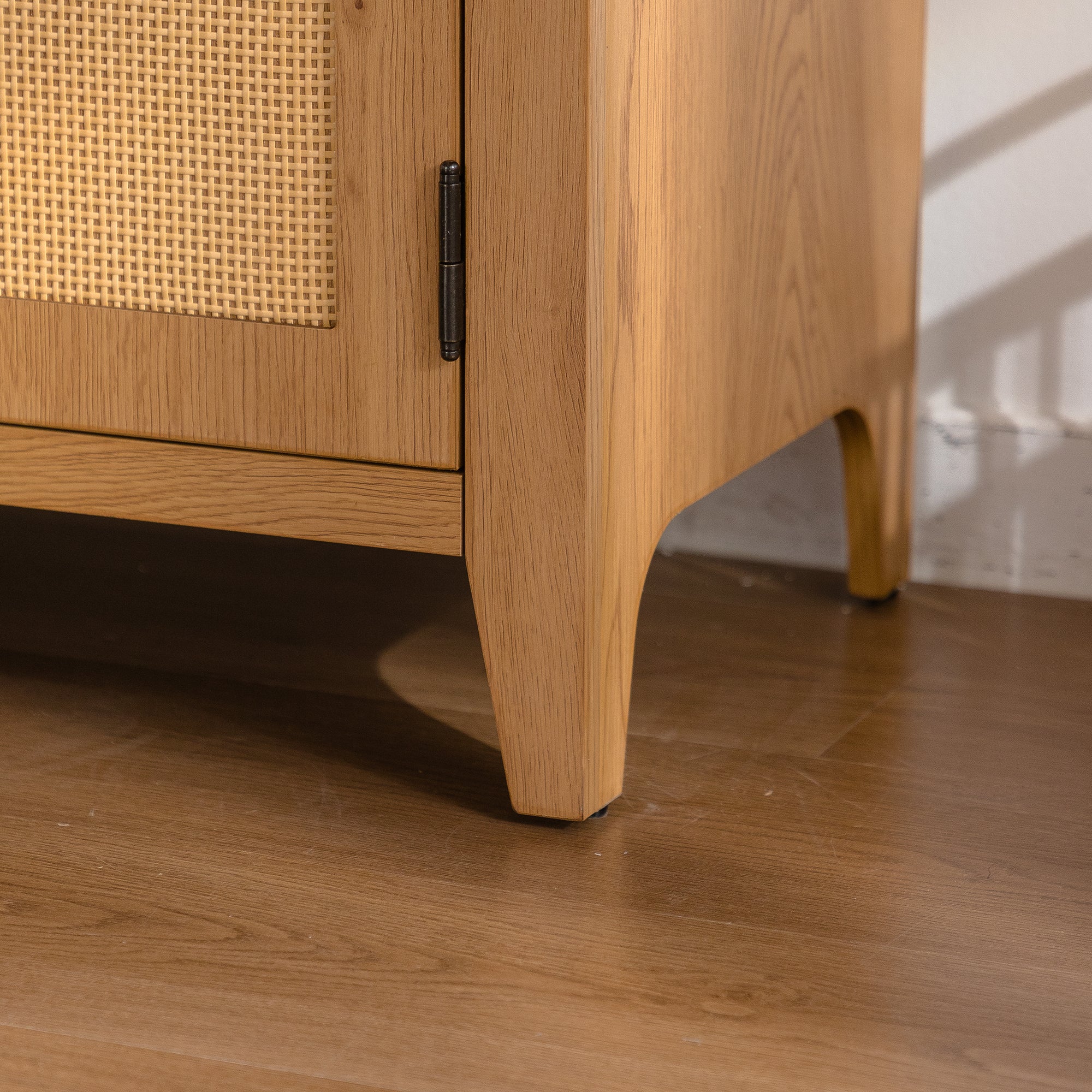 Arched Kitchen Pantry Cabinet, 63.39' Tall Arched Bookcase Rattan Storage Cabinet with Doors Adjustable Shelves,Farmhouse Freestanding Cupboard for Bathroom,Living Room,Dining Room Food Pantry