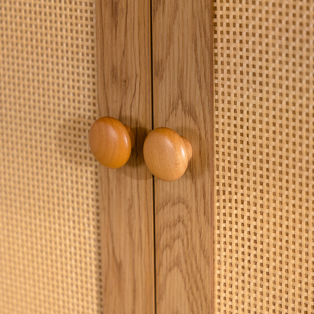 Arched Kitchen Pantry Cabinet, 63.39' Tall Arched Bookcase Rattan Storage Cabinet with Doors Adjustable Shelves,Farmhouse Freestanding Cupboard for Bathroom,Living Room,Dining Room Food Pantry