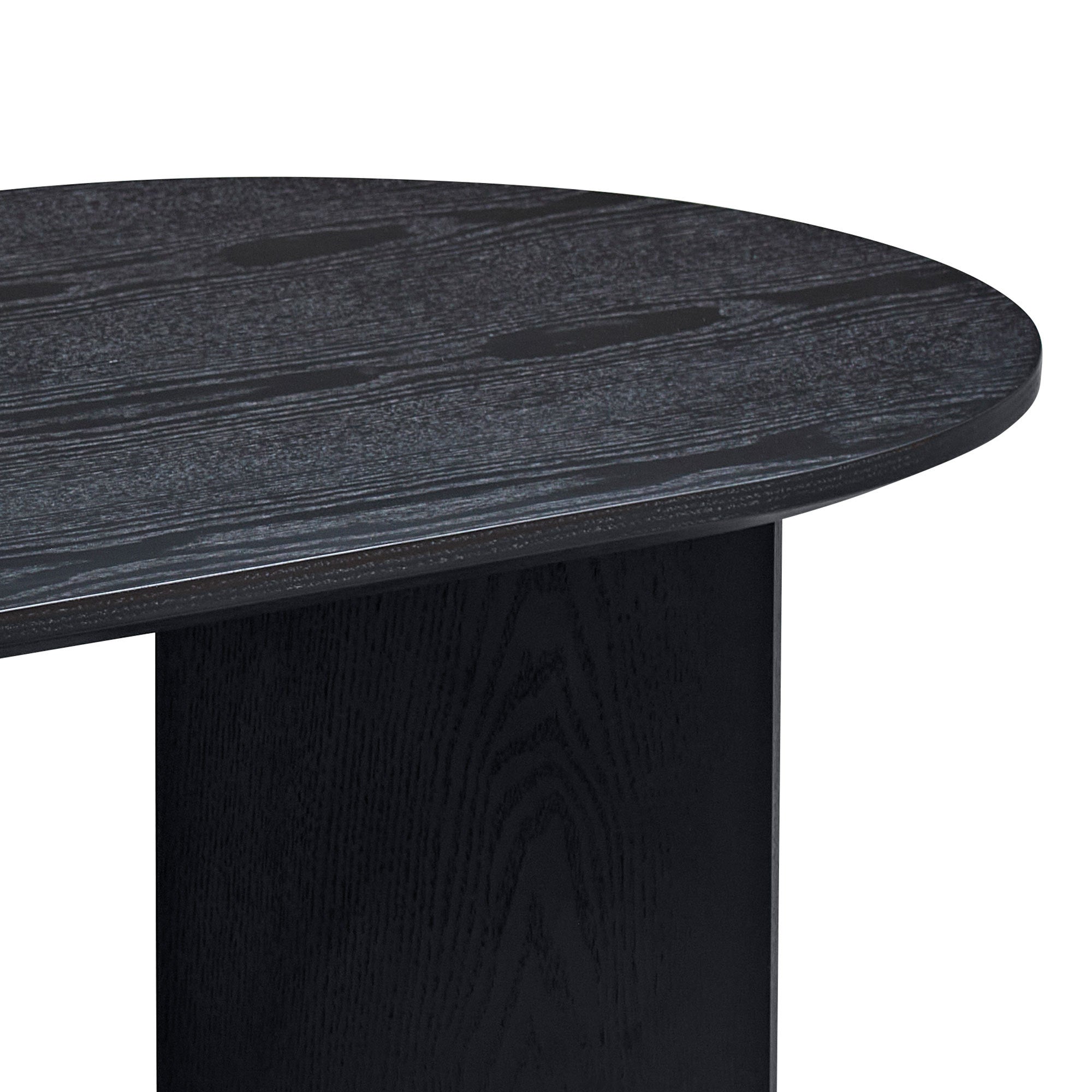 Length 39.37 Inch Modern Coffee Table,MDF Oval Coffee Table for Living Room,Small Coffee Table with Sturdy Pedestal for Apartment,Bedroom,Black