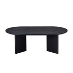 Length 39.37 Inch Modern Coffee Table,MDF Oval Coffee Table for Living Room,Small Coffee Table with Sturdy Pedestal for Apartment,Bedroom,Black