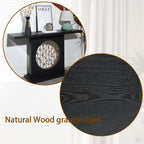 Modern Black Console Table with Gold Accent, Decorative Entryway Table,56in Wood Console Table, Narrow Sofa Table for Entrance, Living Room, Hallway