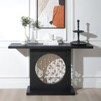 Modern Black Console Table with Gold Accent, Decorative Entryway Table,56in Wood Console Table, Narrow Sofa Table for Entrance, Living Room, Hallway