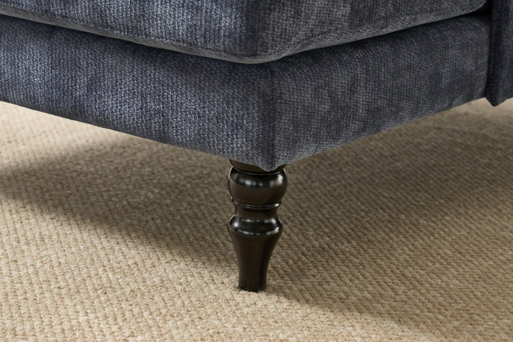 Elegant Modern Blue Upholstered Chaise Lounge Chair.