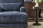 Elegant Modern Blue Upholstered Chaise Lounge Chair.
