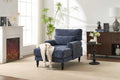Elegant Modern Blue Upholstered Chaise Lounge Chair.